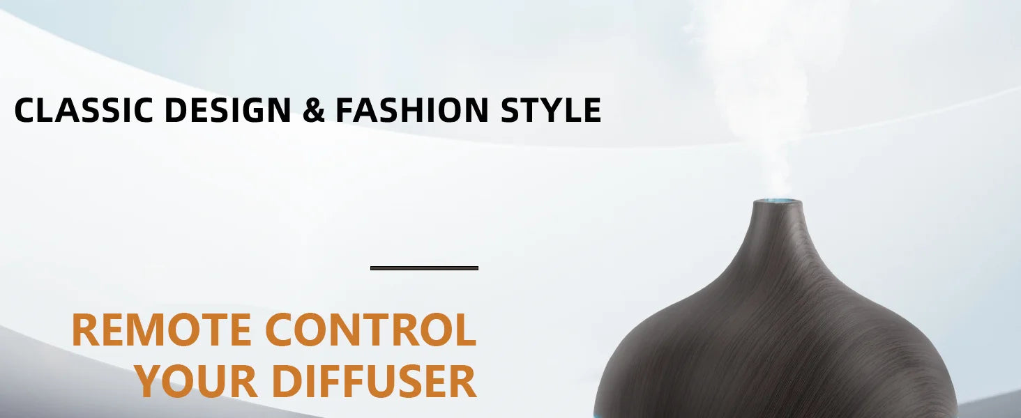 550ml USB Aroma Diffuser – Wood Grain Essential Oil Humidifier with LED & Remote